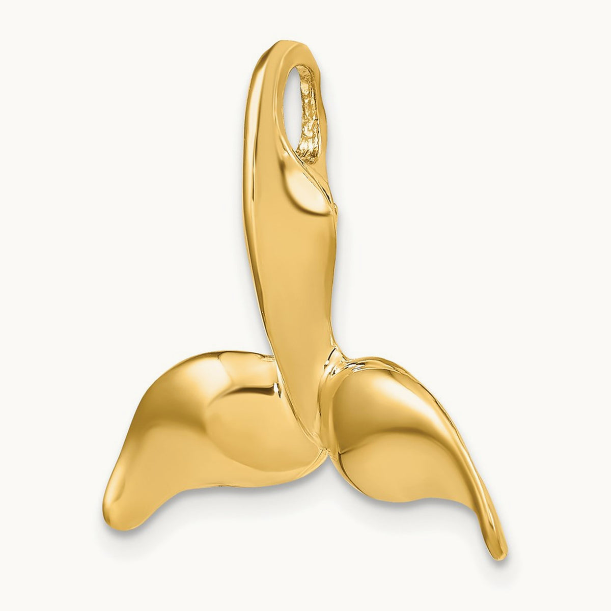 3-D Polished Whale Tail Chain Slide — 14K Yellow Gold, 25mm