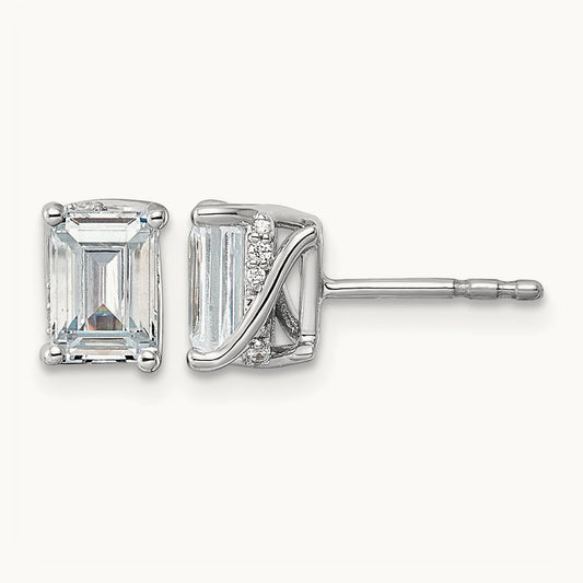 Emerald-cut Center Twist Earrings, 2.00 ct tw Lab-Grown Diamond