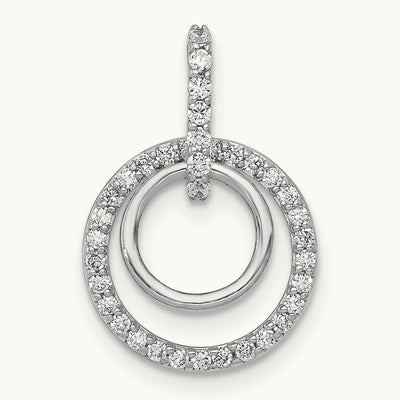 Diamond Double Circle Dangle Pendant — 14K White Gold