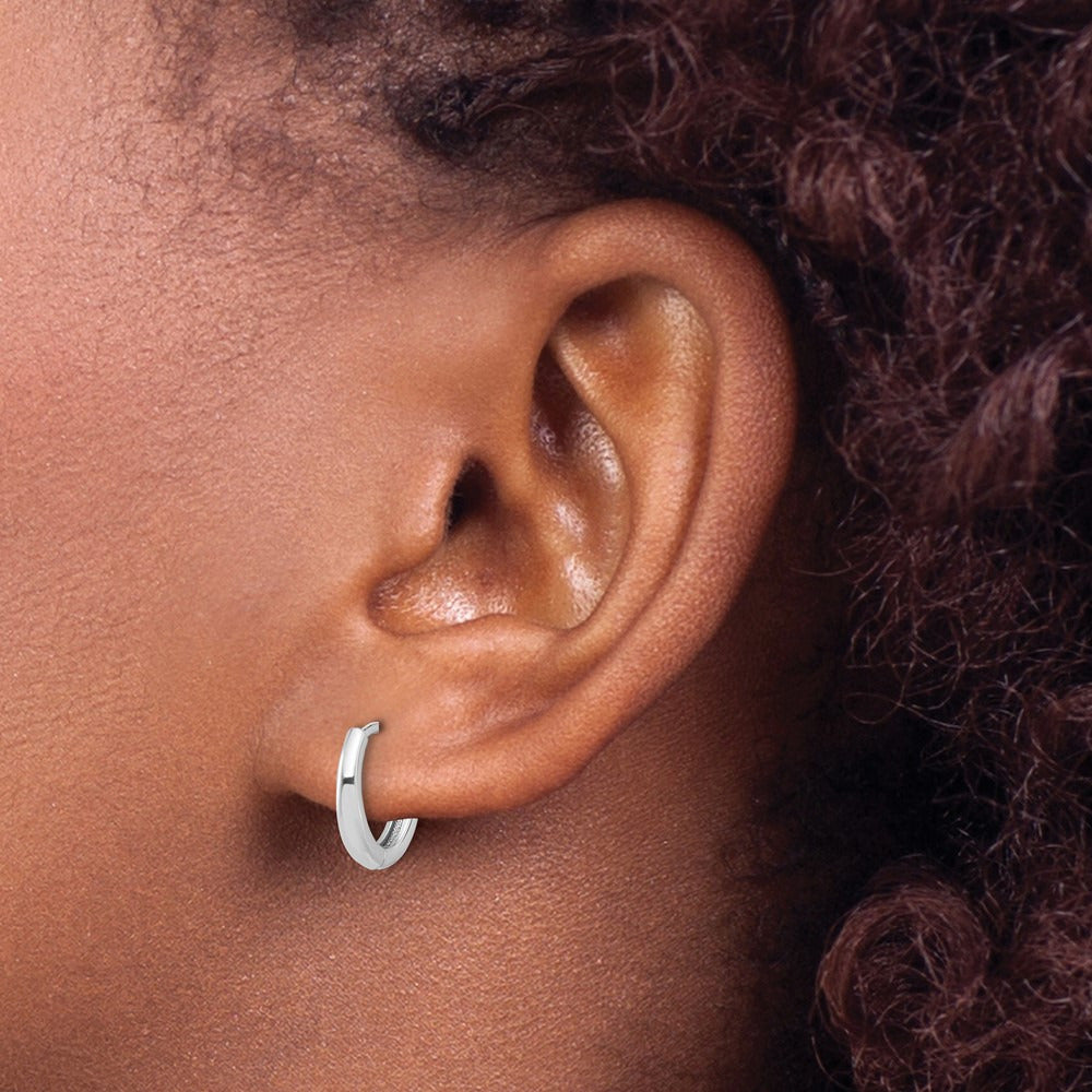 Polished Hinged Hoop Earrings — 14K White Gold