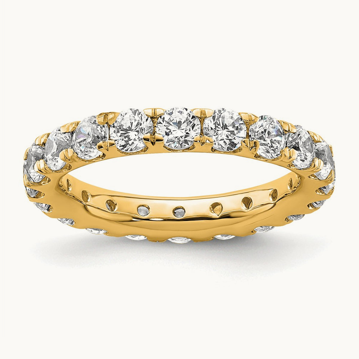 Polished U Shared Prong Diamond Eternity Band, 2.00 ct tw — 14K Yellow Gold