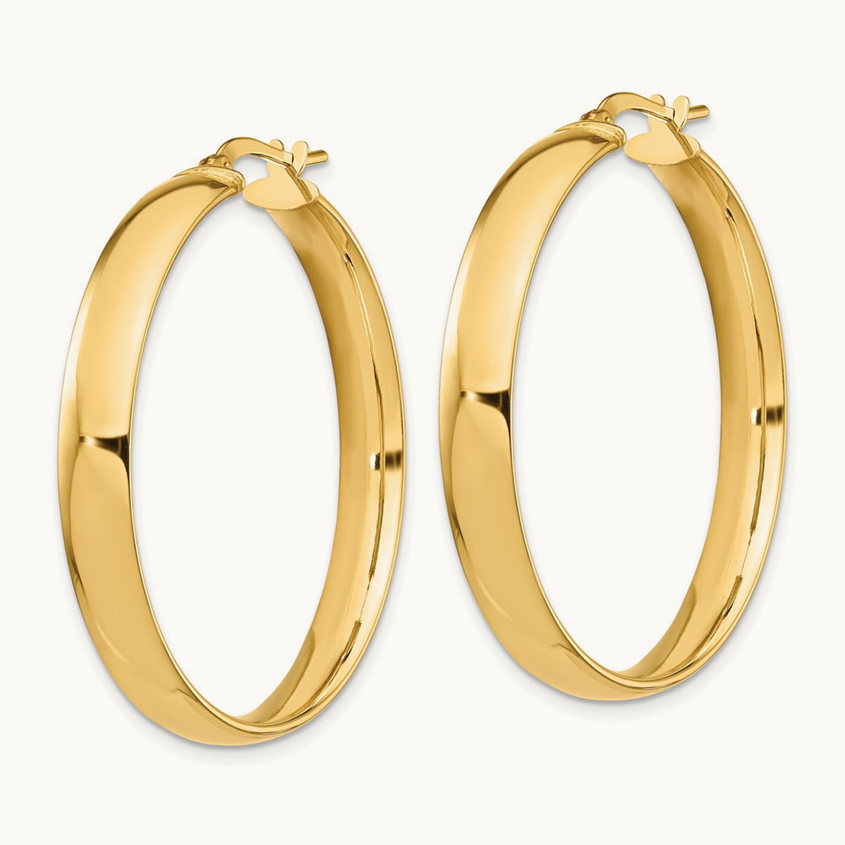 High Polished Hoop Earrings, 5mm, 14K