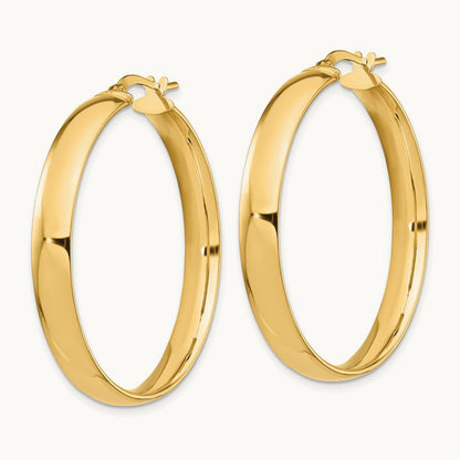 High Polished Hoop Earrings, 5mm, 14K