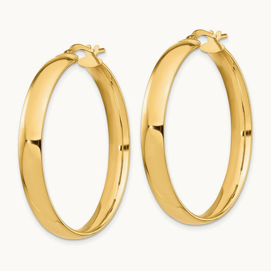 High Polished Hoop Earrings, 5mm, 14K