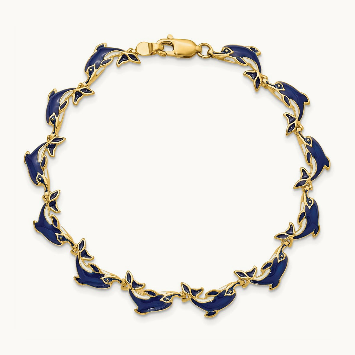 Enameled Dolphin Bracelet, 14K