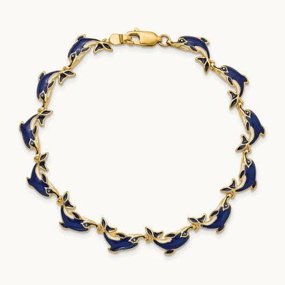 Enameled Dolphin Bracelet, 14K