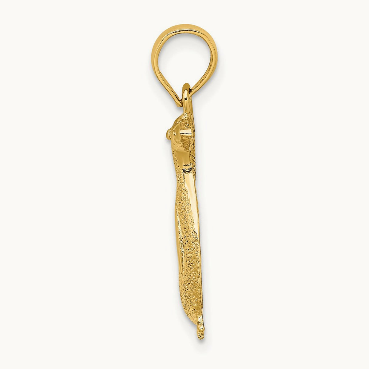 2-D Polished and Textured Penguin Charm, 14K