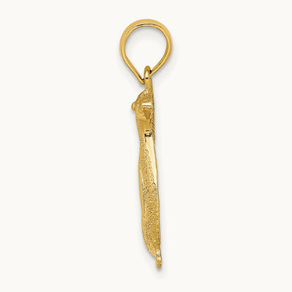 2-D Polished and Textured Penguin Charm, 14K