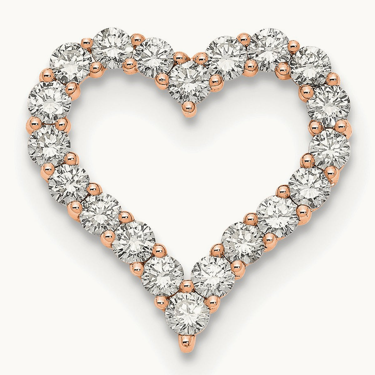 Heart Chain Slide, 2.00 ct tw Lab-Grown Diamond — VS/SI (Great), 14K Rose Gold