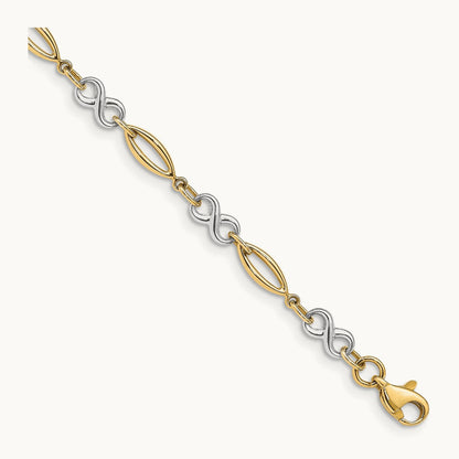 Polished Infinity Bracelet, 14K Two-tone