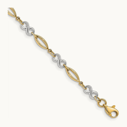 Polished Infinity Bracelet, 14K Two-tone