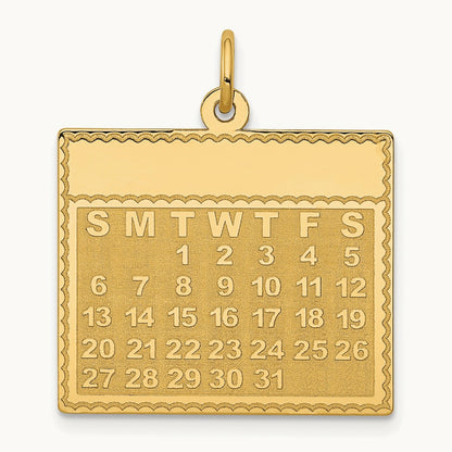 Tuesday the First Day Calendar Pendant, 14K