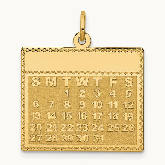 Tuesday the First Day Calendar Pendant, 14K