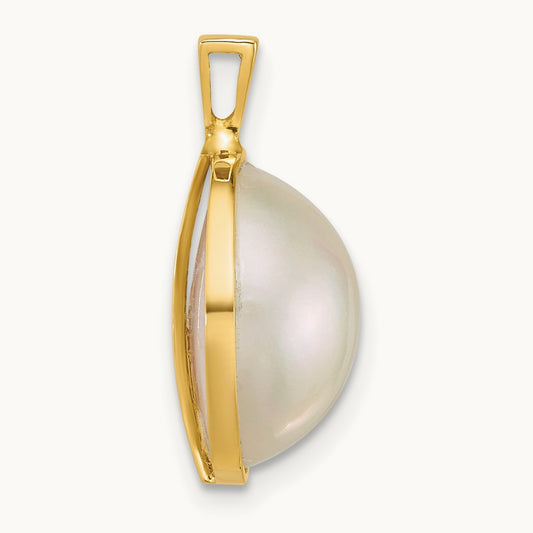 12- Saltwater Cultured Mabe Pearl Pendant, 13mm, 14K