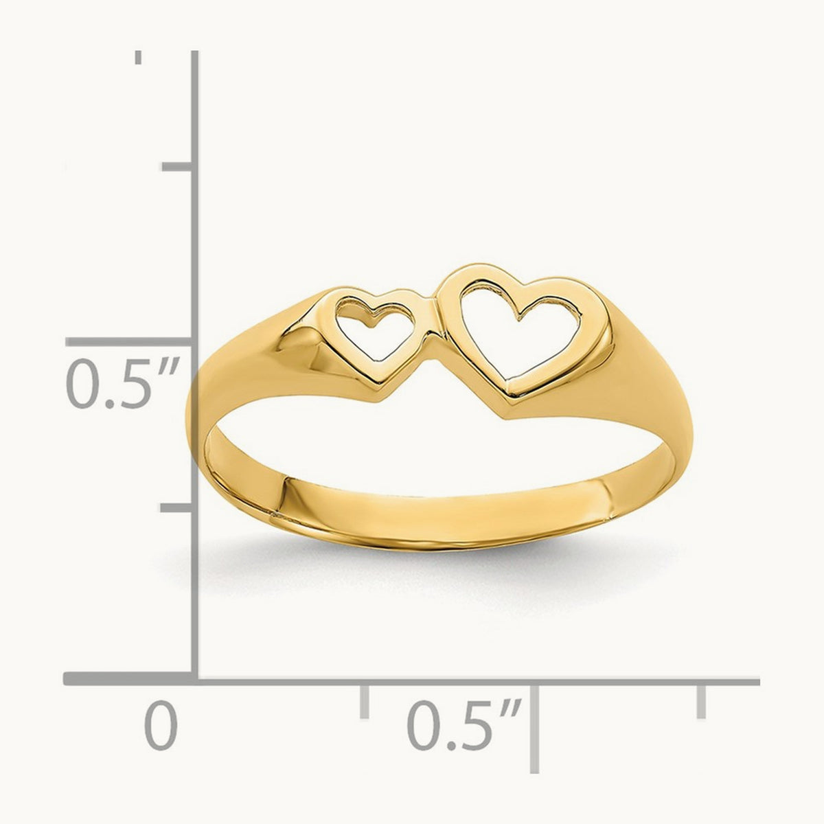 Double Heart Cut-Out Ring, 14K