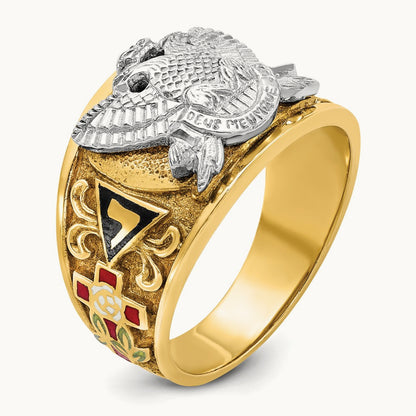 14ktt IBGoodman Men's Textured & Enameled 33rd Degree Masonic Ring