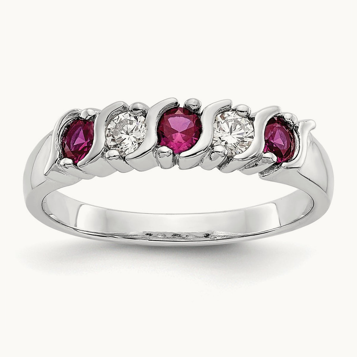 Diamond with Ruby Band — 14K White Gold, 0.2 ct, 7
