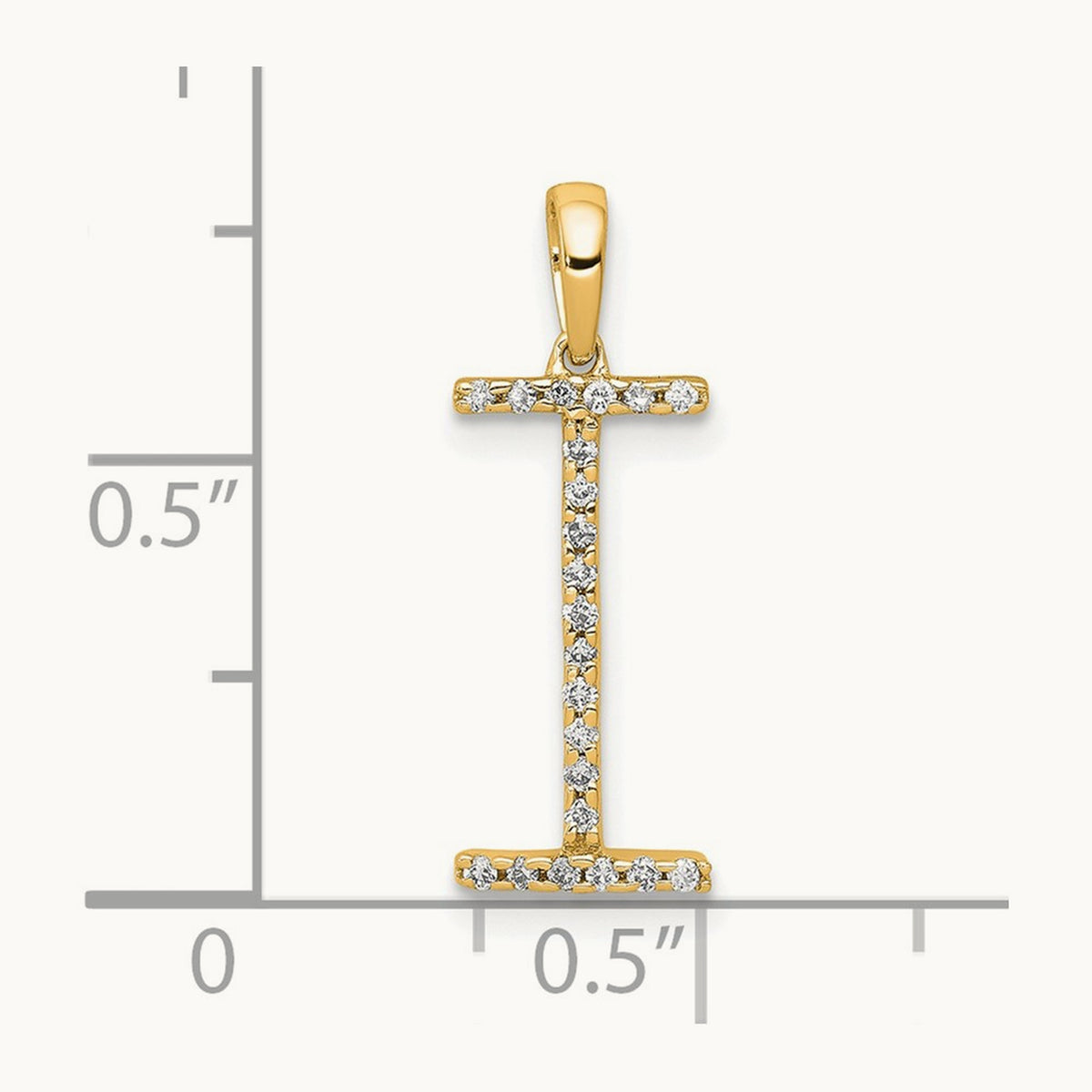 Diamond Letter I Initial Pendant, 14K