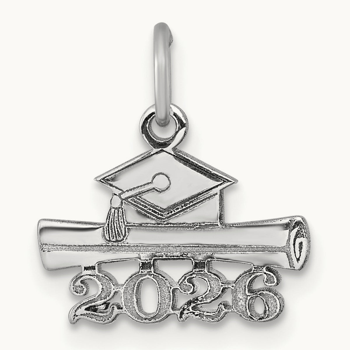 2026 Graduation Cap and Diploma Charm, 14K White Gold