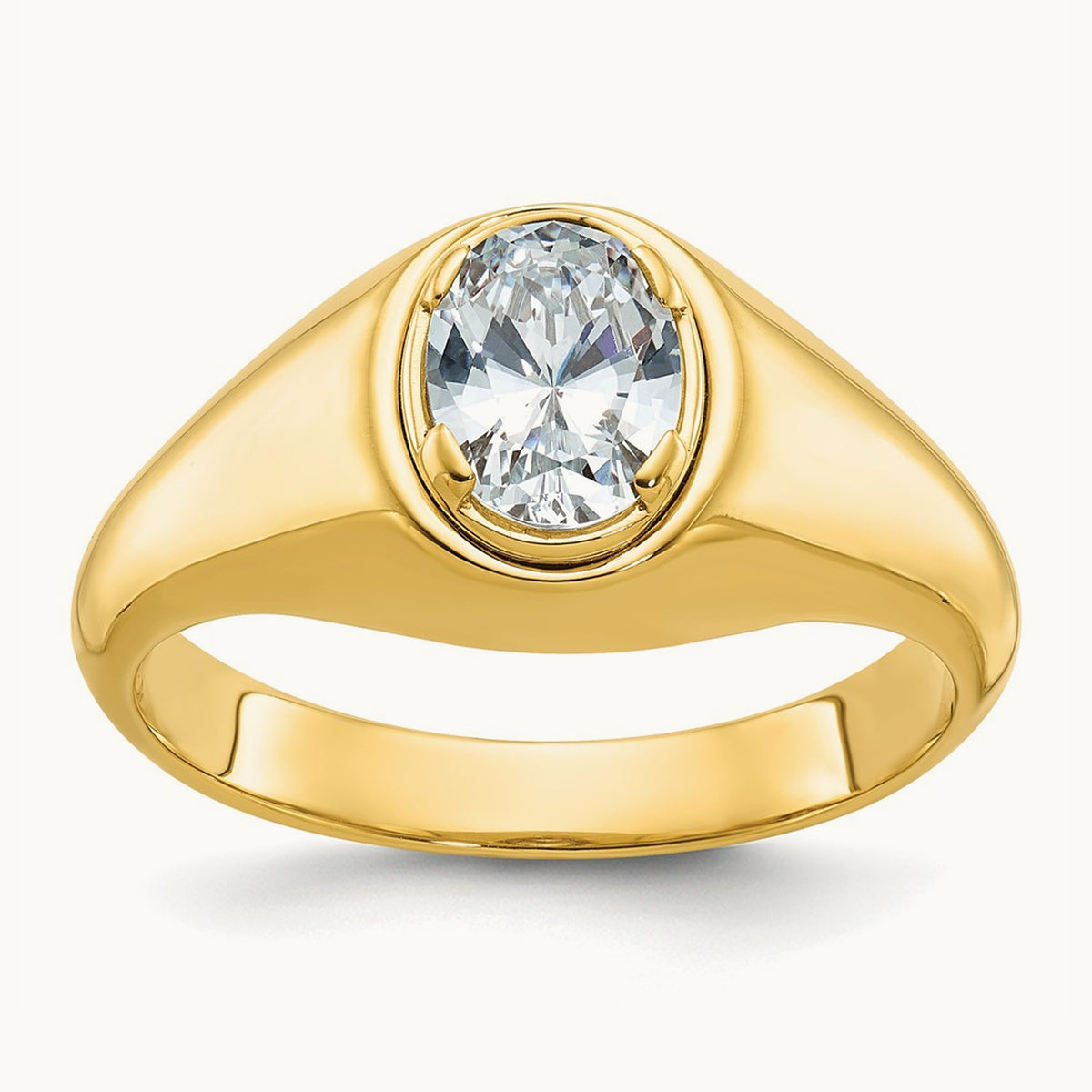 Oval Men's Ring — 14K Yellow Gold, 10