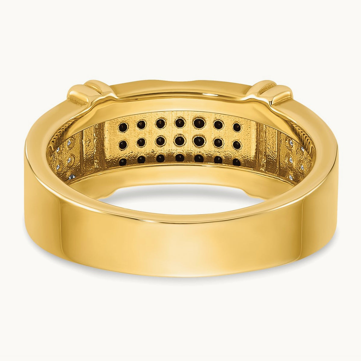 IBGoodman Men's Black and White Diamonds Complete Ring, 14K