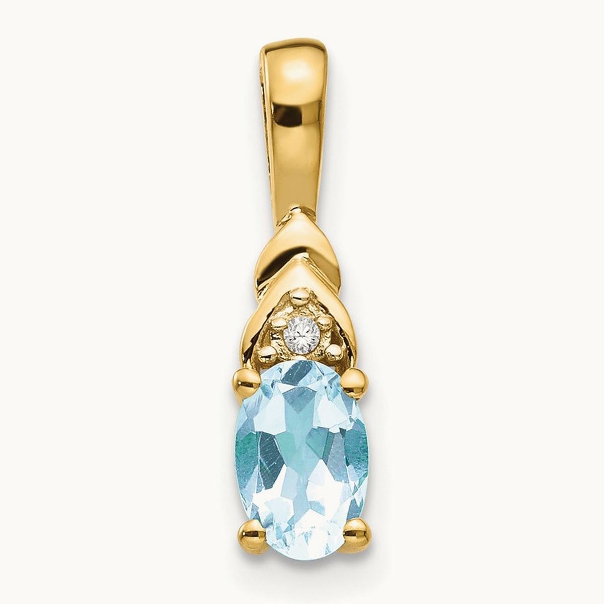 Aquamarine and Diamond Pendant — 14K Yellow Gold