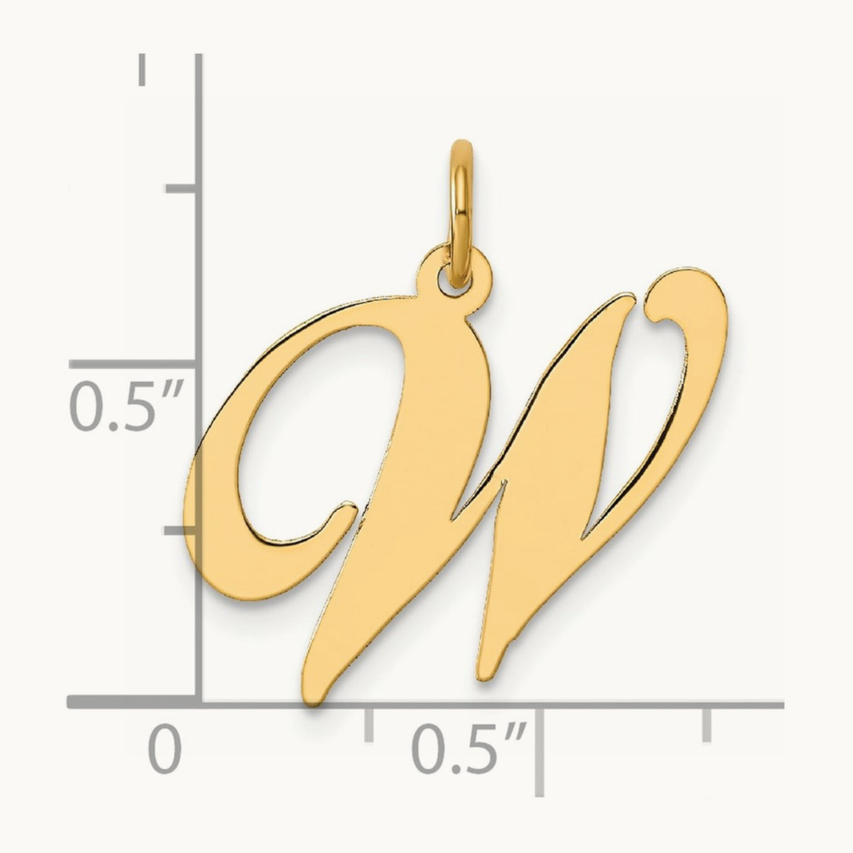 Large Fancy Script Initial Charm — 14K Yellow Gold, W