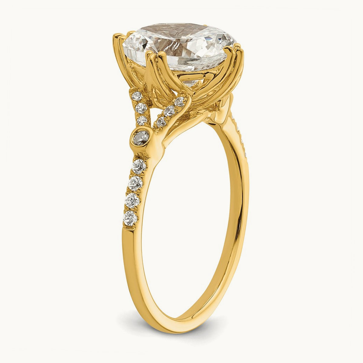 Gold Oval Semi-Mount Engagement Ring — 2 ct, 7