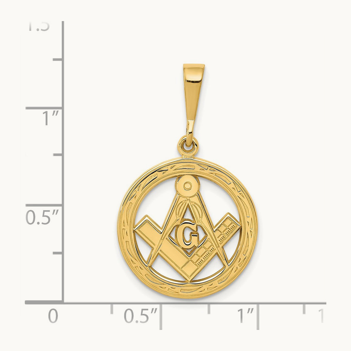 Polished and Textured Masonic Symbol Pendant, 14K