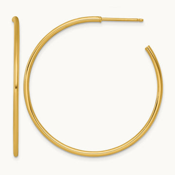 1.5 x Polished Post Hoop Earrings, 40mm, 14K