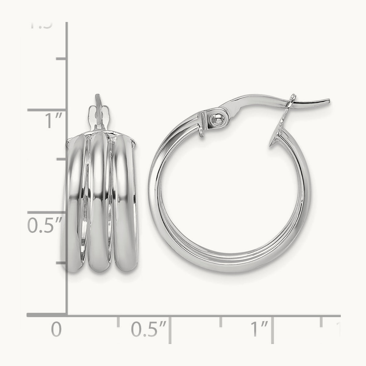 Polished Triple Row Hoop Earrings in 14K Two-Tone Gold
