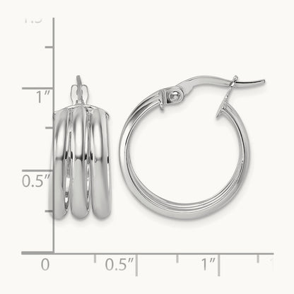 Polished Triple Row Hoop Earrings in 14K Two-Tone Gold