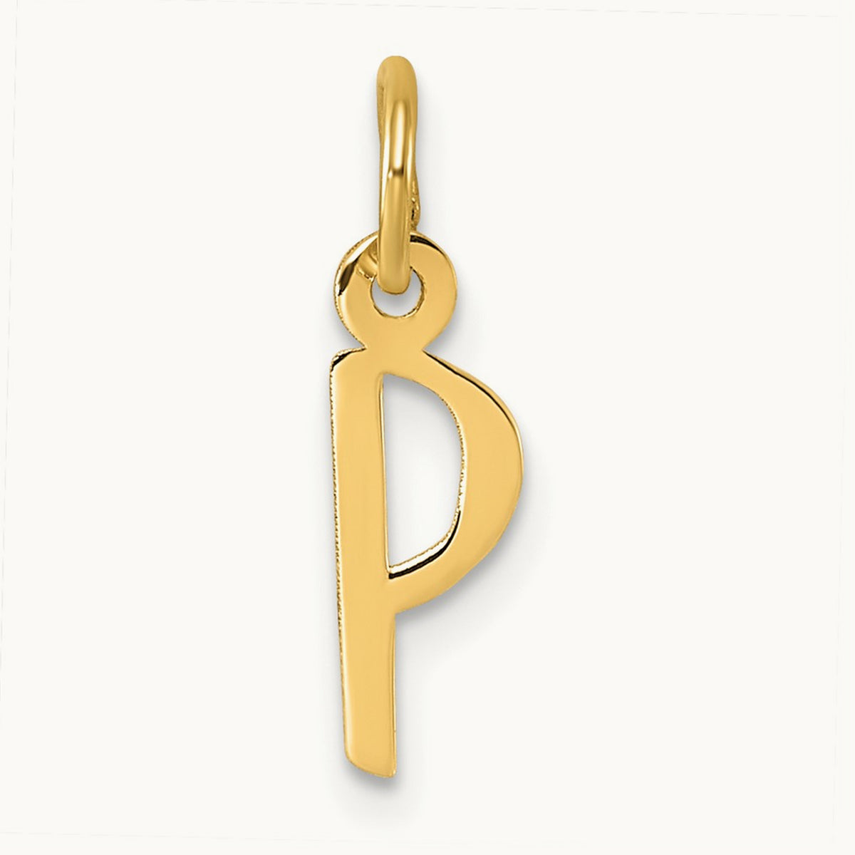 Small Slanted Block Initial Charm — 14K Yellow Gold, P