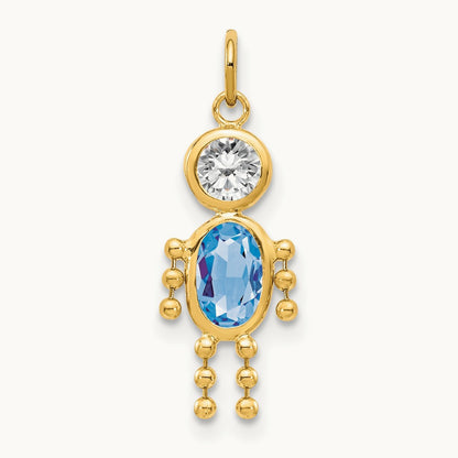 March Boy Birthstone Charm, 14K
