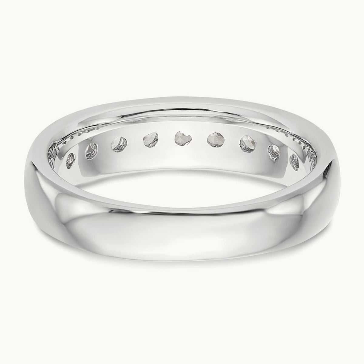 9-Stone Diamond Channel Band, 14K White Gold