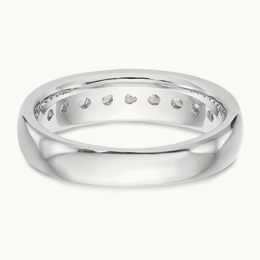 9-Stone Diamond Channel Band, 14K White Gold