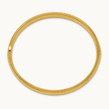 5/16 Hammered Fancy Hinged Bangle Bracelet, 14K