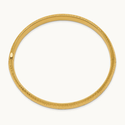 5/16 Hammered Fancy Hinged Bangle Bracelet, 14K