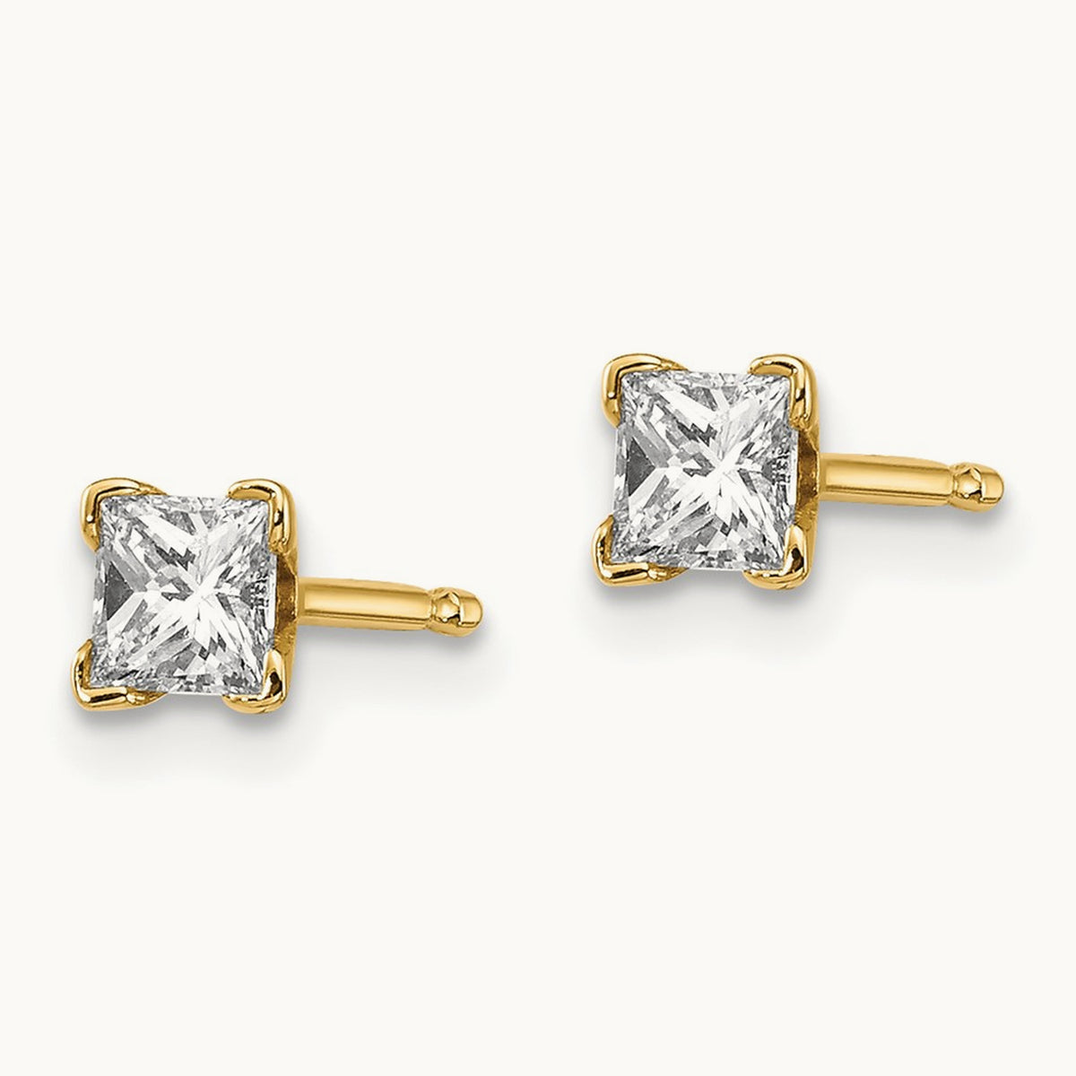 AAA Quality Complete Princess-cut Diamond Earrings, 14K