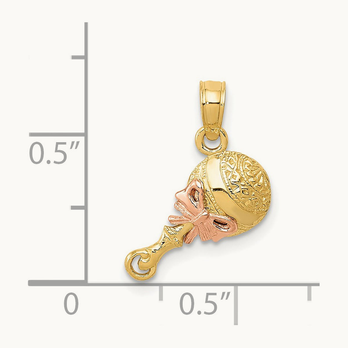 Baby Rattle Pendant, 14K Two-tone