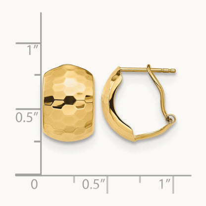 Polished Hammered Omega Back Earrings, 14K — Leslie's