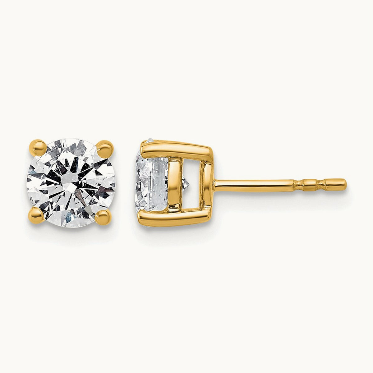 Round Lightweight Earrings, 0.25-6.00 ct tw Lab-Grown Diamond — 2 ct, 10K Yellow Gold