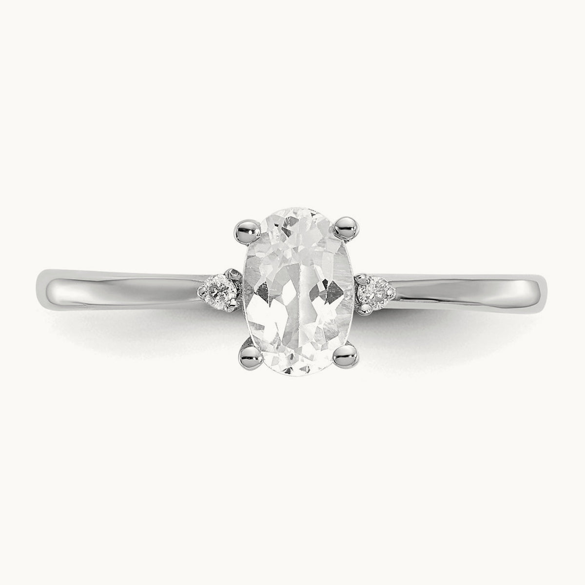 Diamond & Topaz Birthstone Ring — 14K White Gold, 6