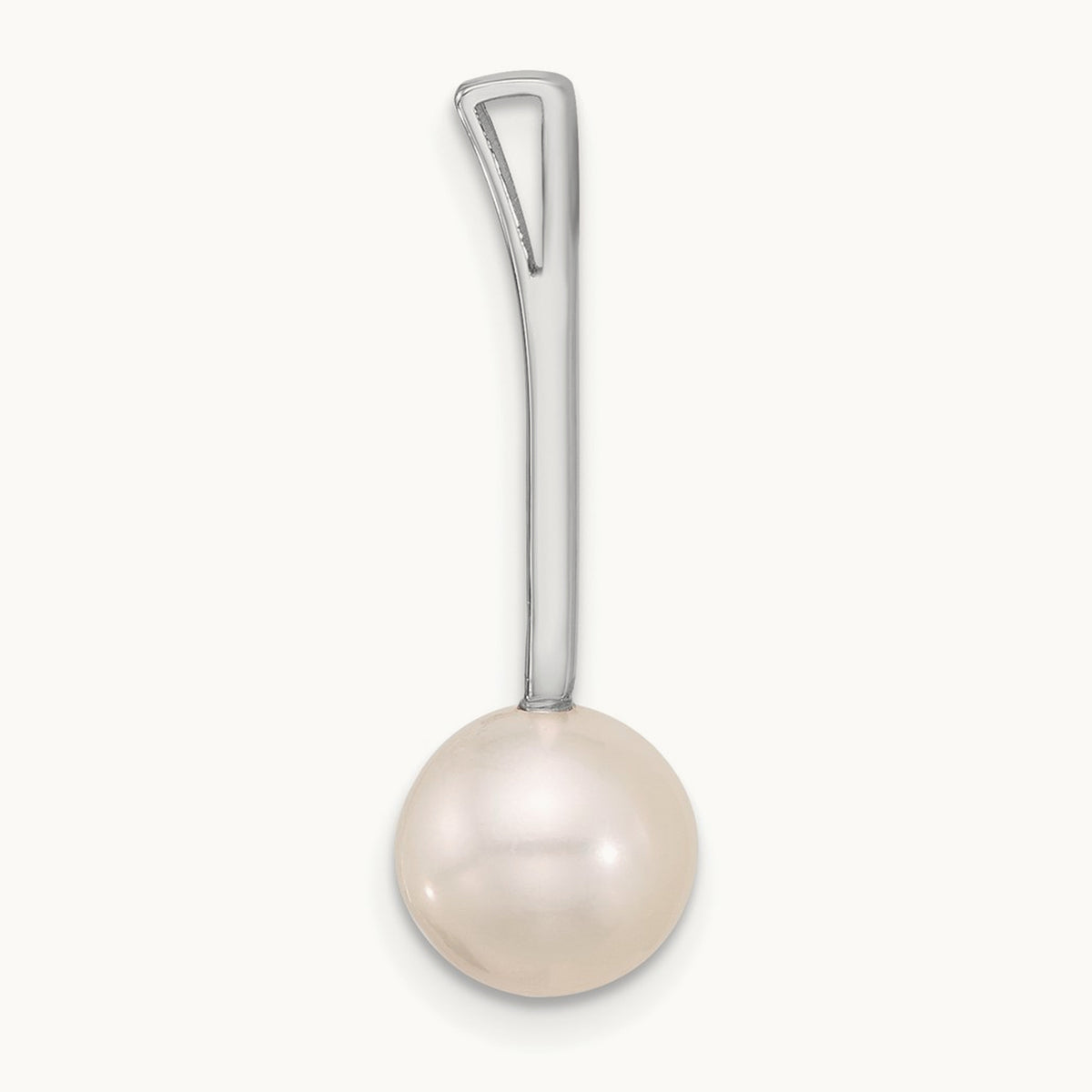 8- Round Freshwater Cultured Pearl Drop Chain Slide, 9mm, 14K White Gold