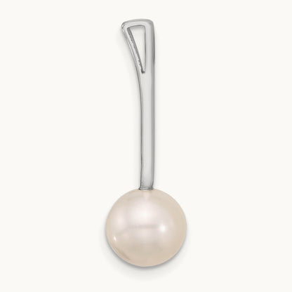 8- Round Freshwater Cultured Pearl Drop Chain Slide, 9mm, 14K White Gold