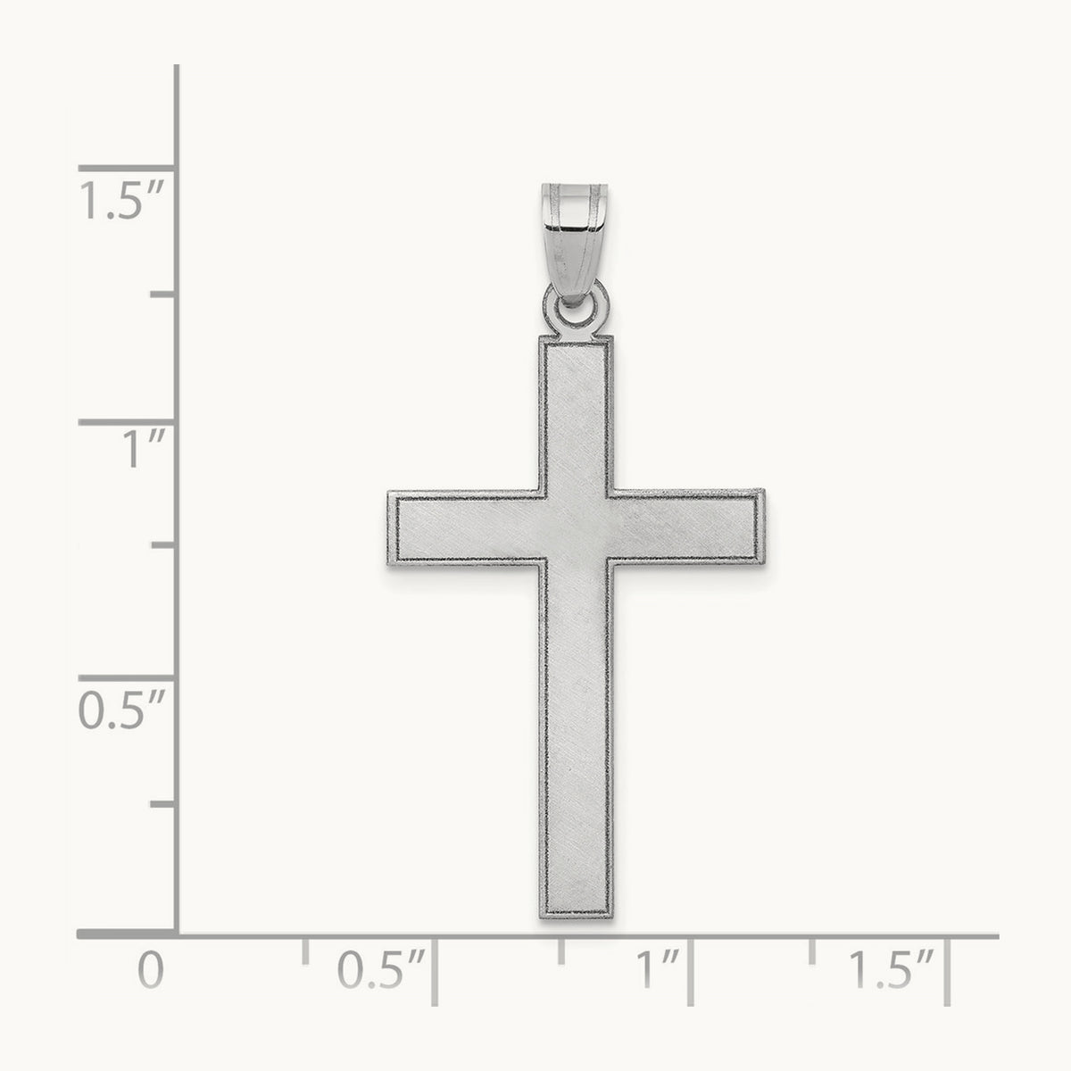Florentine Satin Cross Pendant — 14K White Gold, 36mm