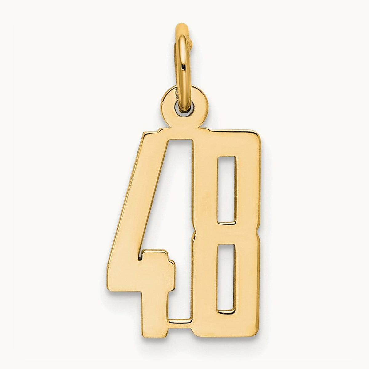 Small Elongated Number 48 Charm, 14K
