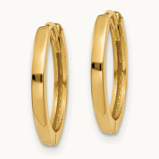 Round Hinged Hoop Earrings, 14K