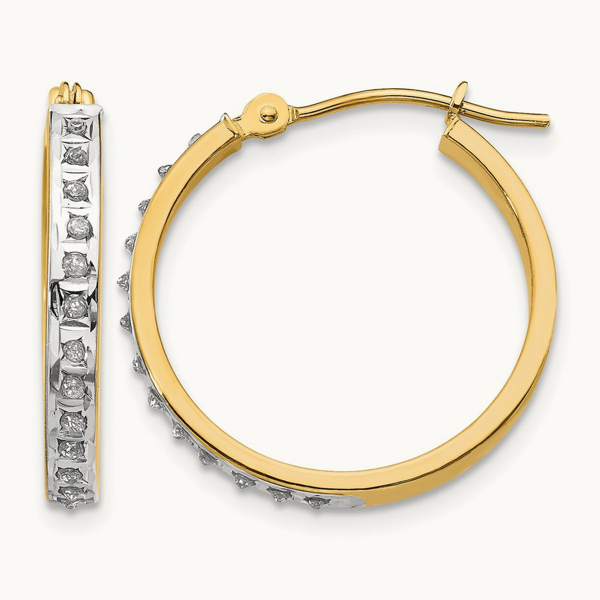 Diamond Fascination Diamond Dust/Accent Hoop Earrings — 21mm