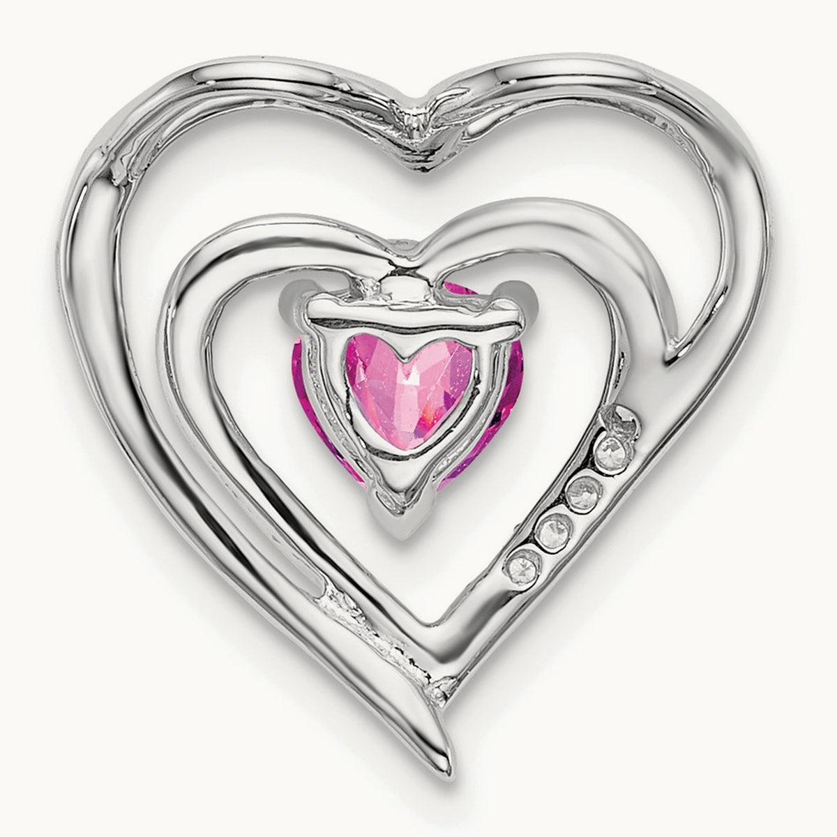 Created Sapphire and Diamond Heart Pendant — photo set